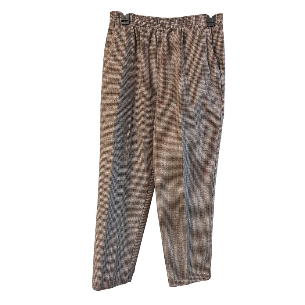 Ship n Shore Vintage Houndstooth Elastic Waist Tapered Leg Pants Brown Size 12